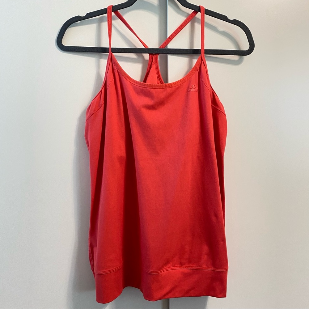 Women’s red orange Adidas workout top Sz L